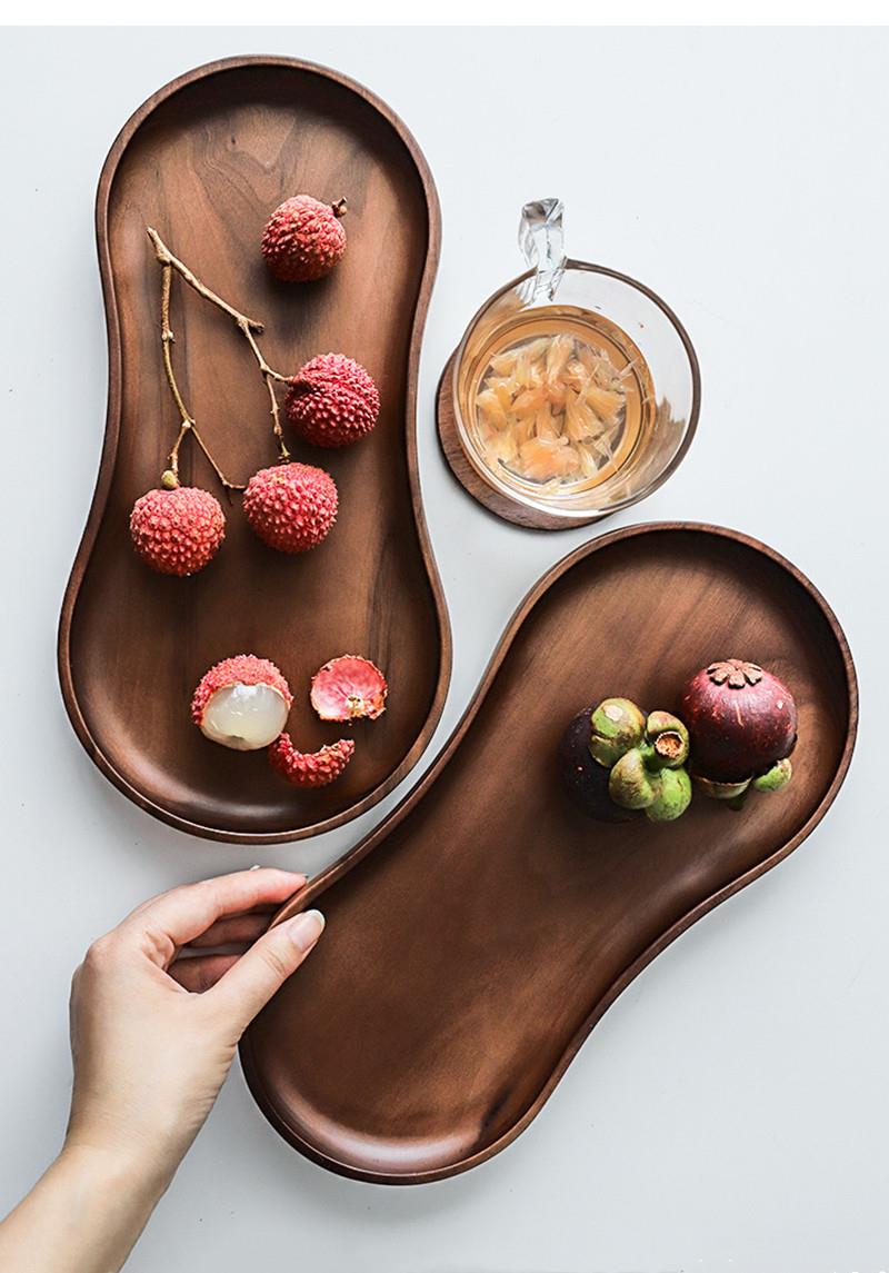 Food Snacks In Japan - Black Walnut Pure Solid Wood Tray