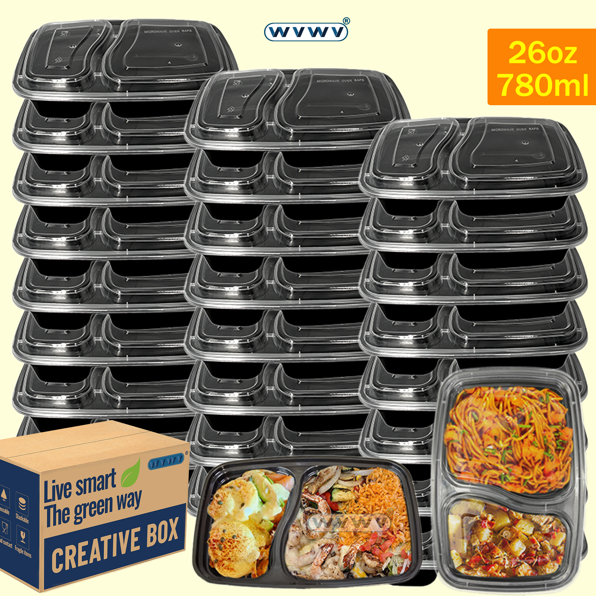 Food Snacks For Christmas - 10/40 Pack 26 oz Two-Compartment Food