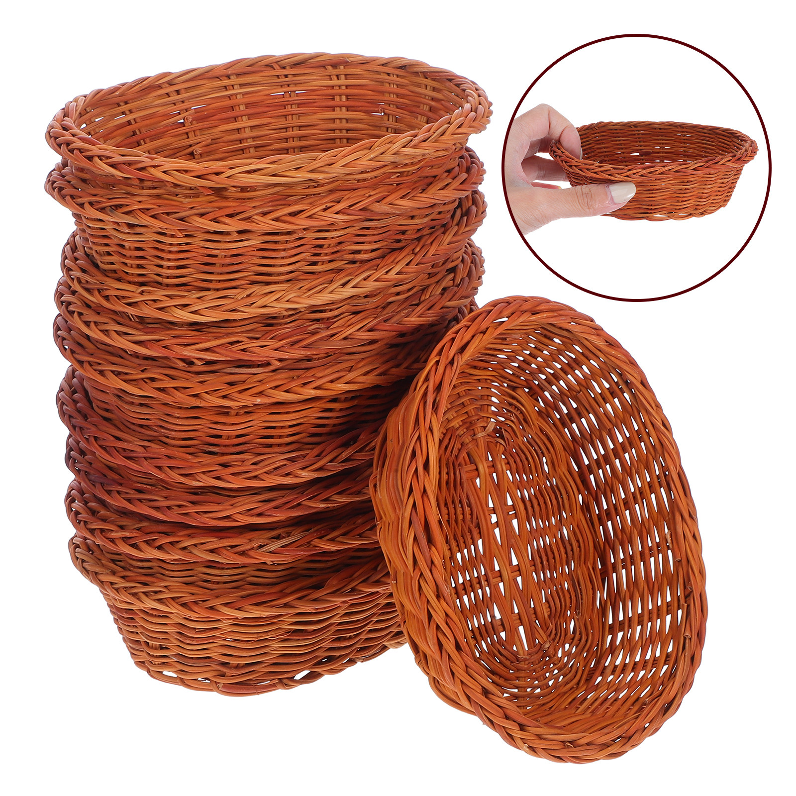 Food Snacks Basket - 10Pcs Rattan Bread Basket Small Oval
