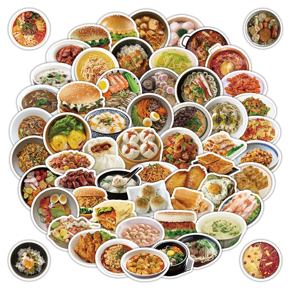 Yummy Food Snacks - 60Pcs Trendy Delicious Realistic Snack Stickers