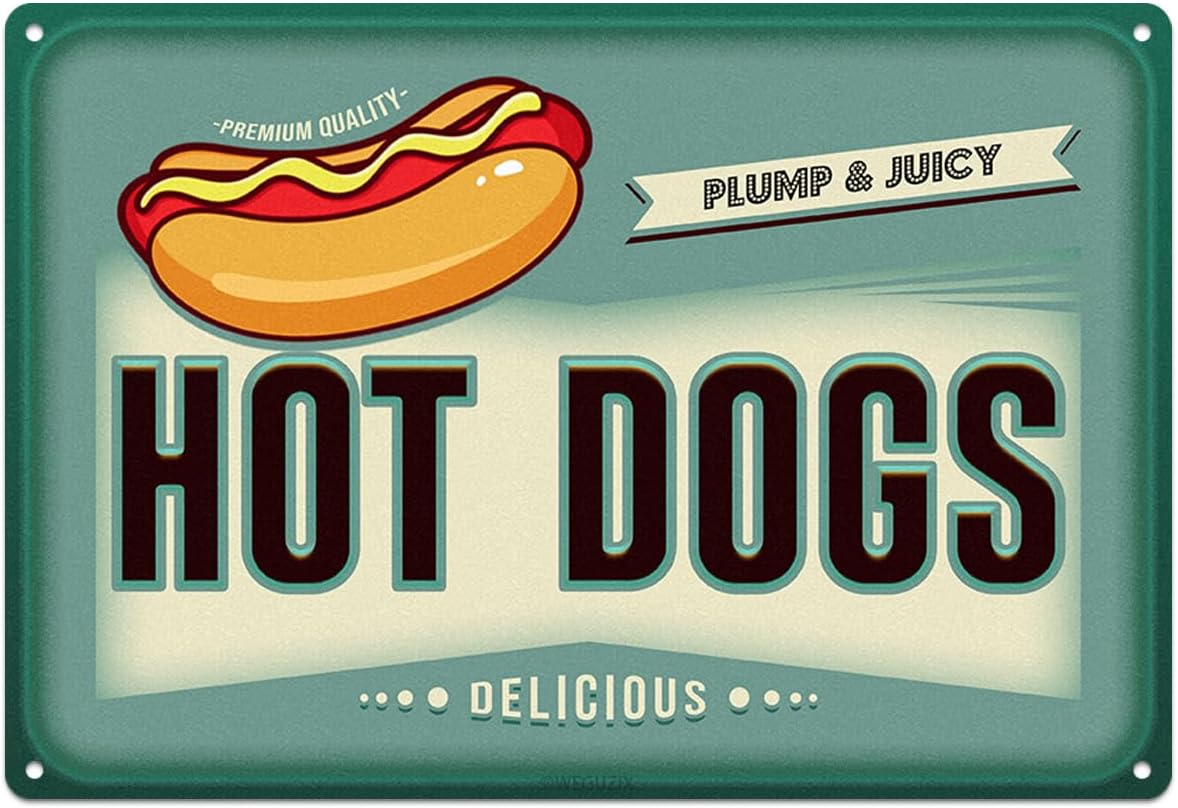 Funny Hot Dogs Metal Sign Retr – Food Snacks Corner Bewertung und Preis