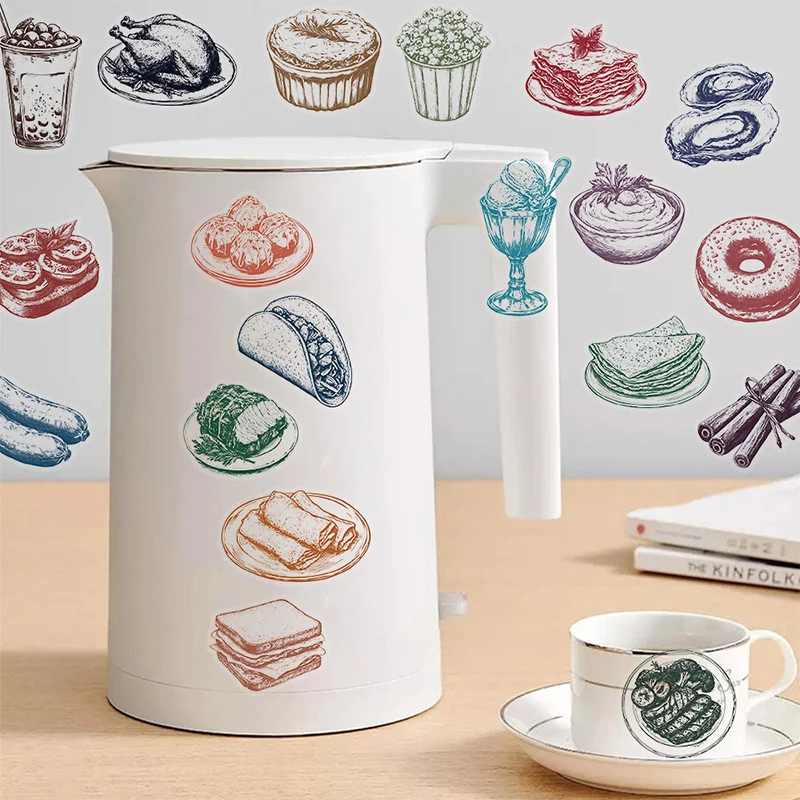 50PCS Retro Food Stickers Set  – Yummy Food Snacks Bewertung und Preis