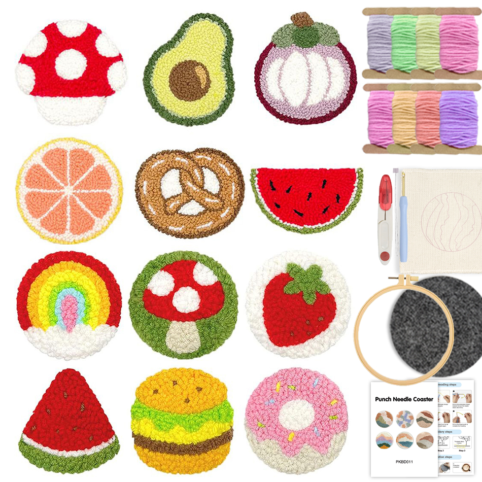 6PCS Set Punch Needle Coaster  – Fruit Roll Up Bewertung und Preis