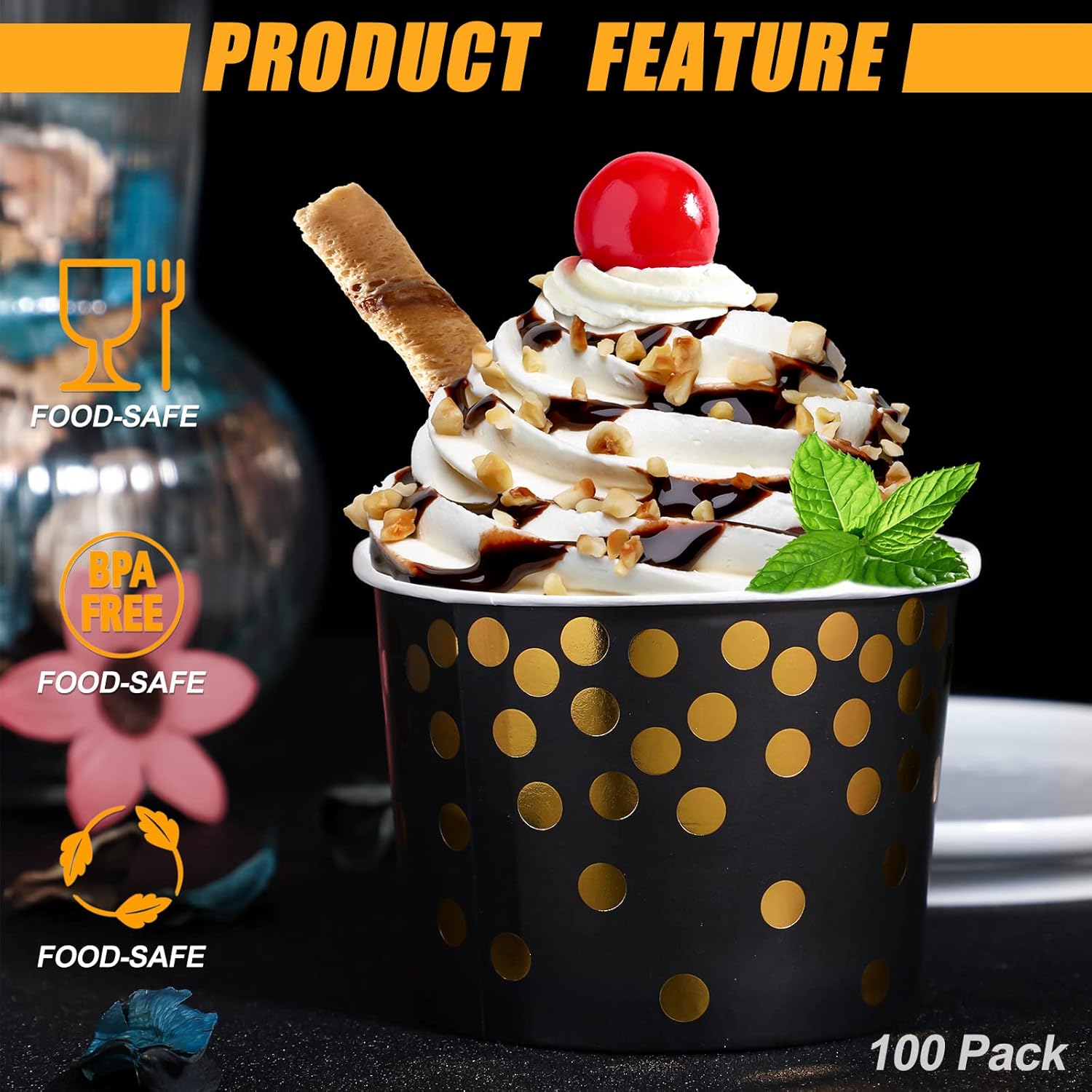 100 Pieces Black and Gold Ice  – Black Food Or Snacks Bewertung und Preis