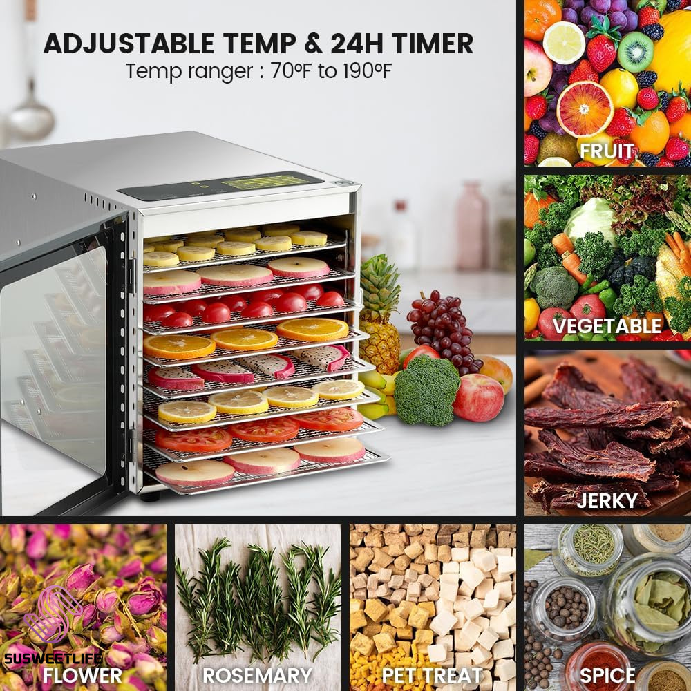 500W 8-Tray Large Capacity Foo – Food Dehydrator Snacks Bewertung und Preis